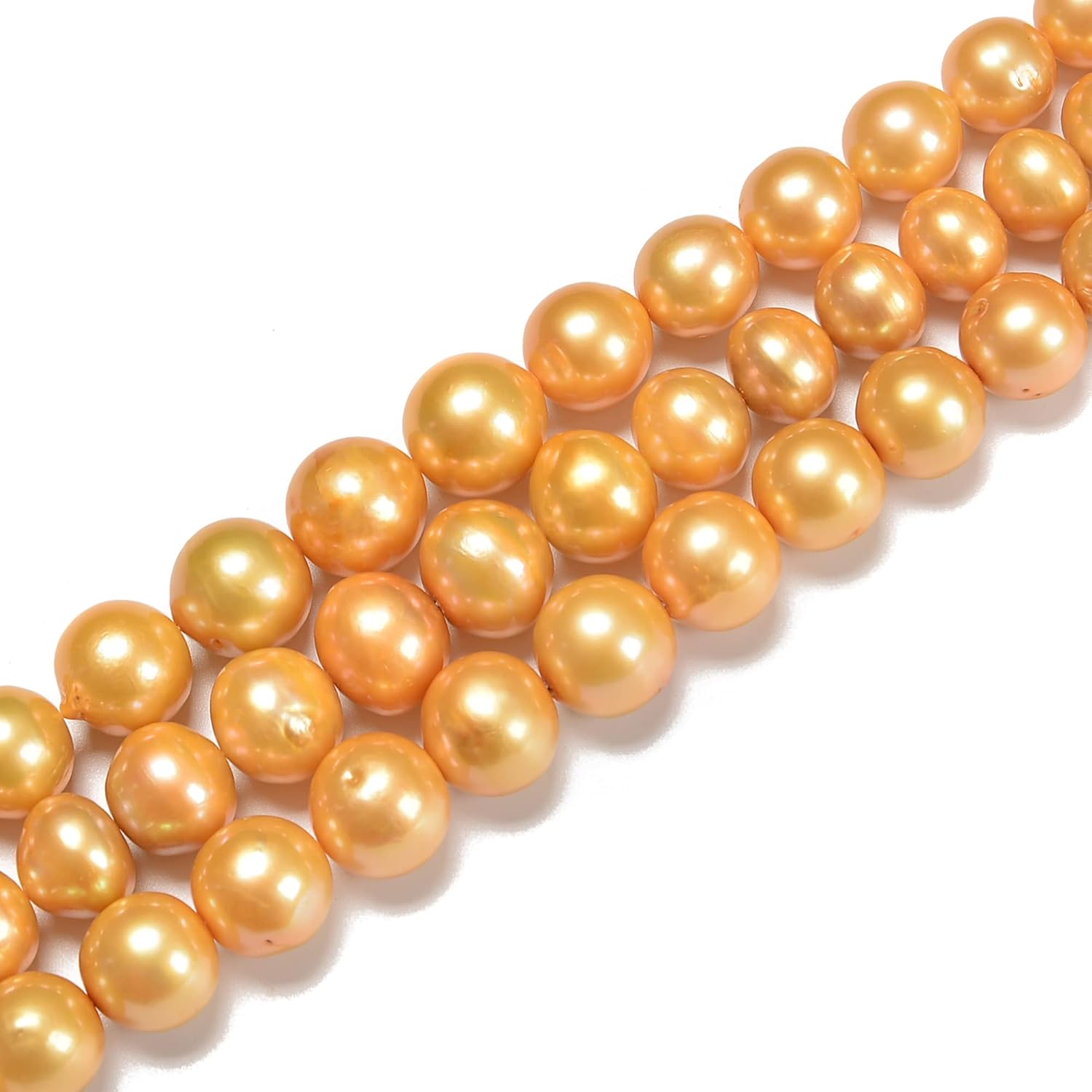 JM Design Graduated Golden Edison Pearl Round Beads Size 13-15mm 15.5'' Strand for Jewelry Making