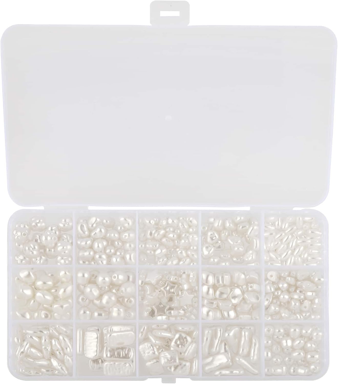 Bead Landing White Plastic Pearl Bead Mix – Assorted Shapes & Sizes for DIY Necklaces, Bracelets, Earrings & Crafts, 6 Pack