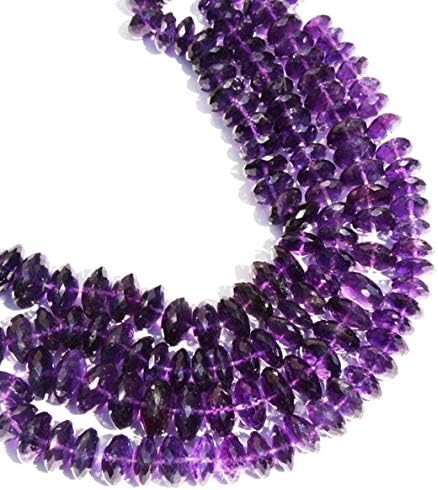 LKBEADS 16 Inch Long 8x13 mm Natural African Amethyst German Cut Faceted Rondelle Beads Code-HIGH-42734