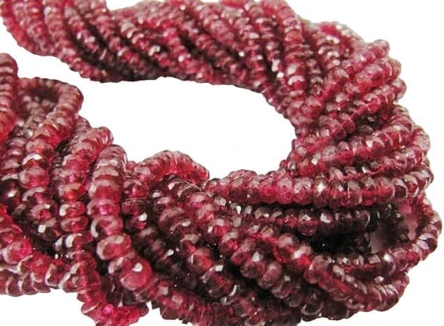 Natural Ruby Beads 3-4mm Rondelle Faceted, Rasberry Red Color Genuine Red Beads 8 inches lot of 10 Strands CHIK-STRD-95647