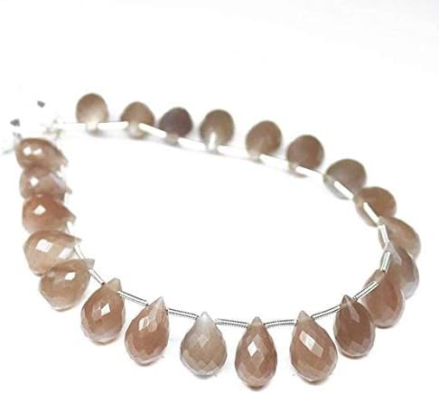 Natural Grey Moonstone Faceted Tear Drop Briolette Gemstone Loose Craft Beads Strand 8 Inch Long 12mm 14mm Code-HIGH-508