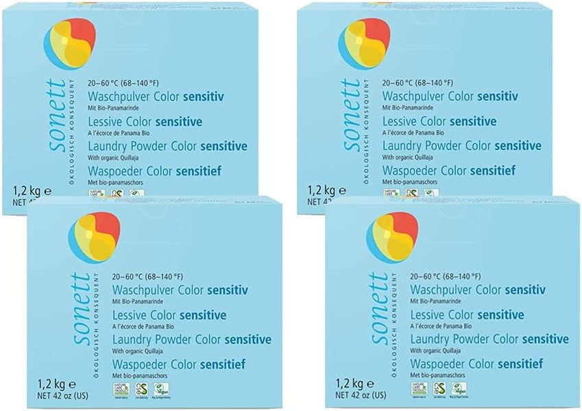 Sonett Organic Laundry Powder Color Sensitive for Sensitive Skin For People With Allergies 42 oz (Pack of 4)
