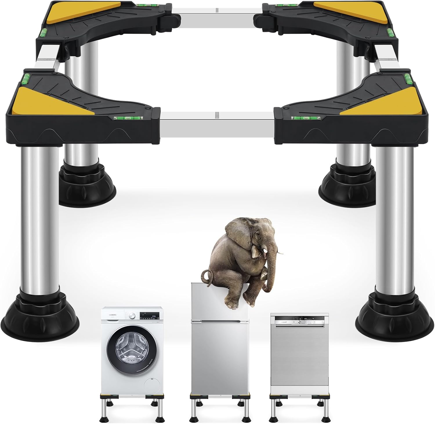 WBD Upgraded Mini Fridge Stand Washer and Dryer Stand for 21-28 Inch Appliance Washing Machine Stand Base with 4 Strong Feet Laundry Pedestal Dryer Universal Platform(Height 11