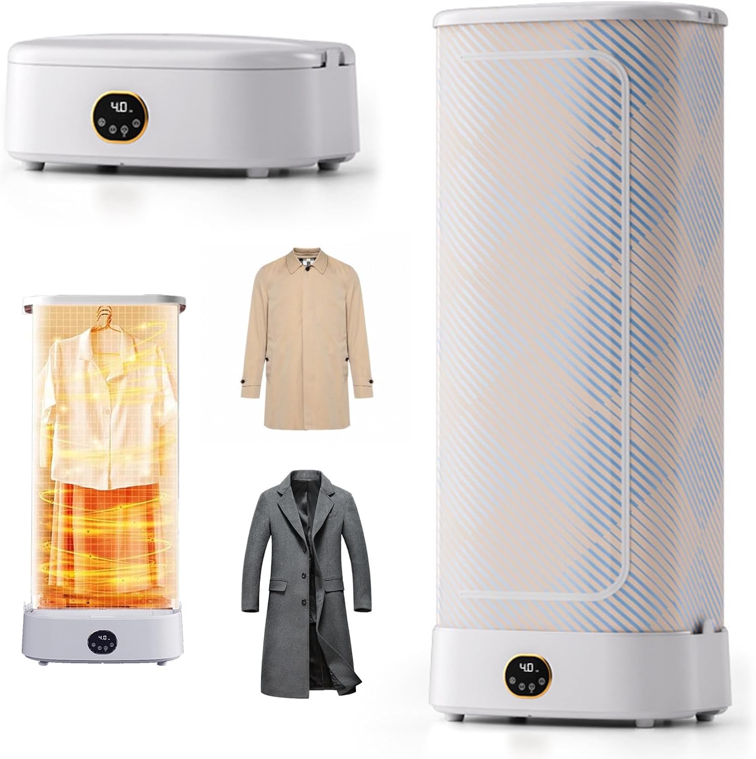 Compact Clothes Dryer, Vertical Steam Iron with Remote Control & LED Display, Portable Clothes Dryer for Apartments Travel Dorm RVs, for Light Clothes, Underwear