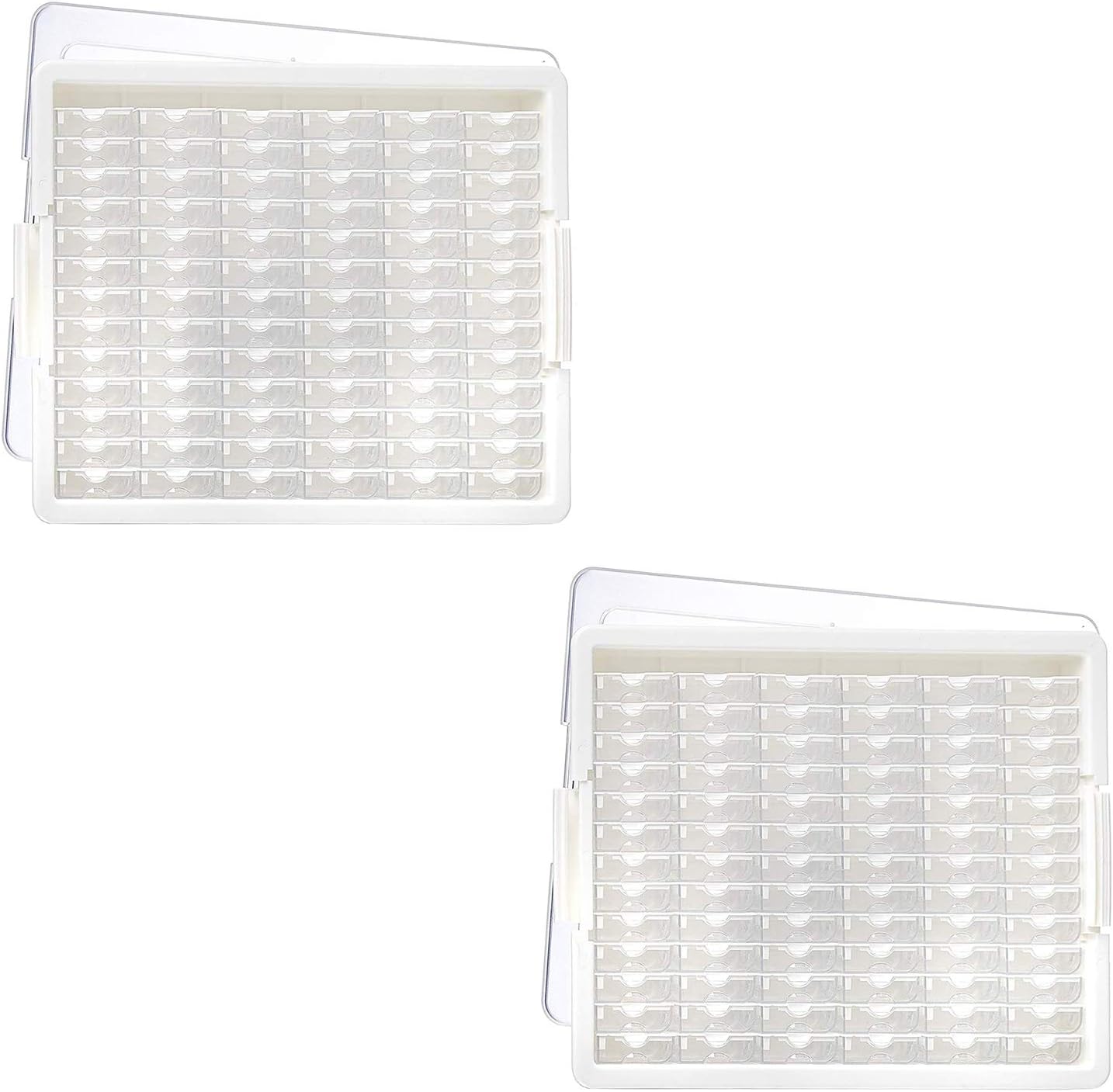 Elizabeth Ward Bead Storage Solutions 82 Piece Stackable Bead Storage Containers with Lid for Art Supplies and Craft Storage, Clear (2 Pack)