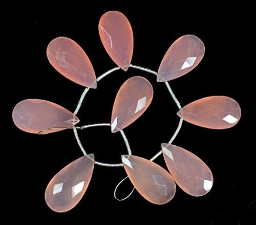 13 inch natural beads strand of 25x13mm faceted pear pink chalcedony gemstone briolletes beads for DIY jewelry - necklace, bracelet, earring, ring.