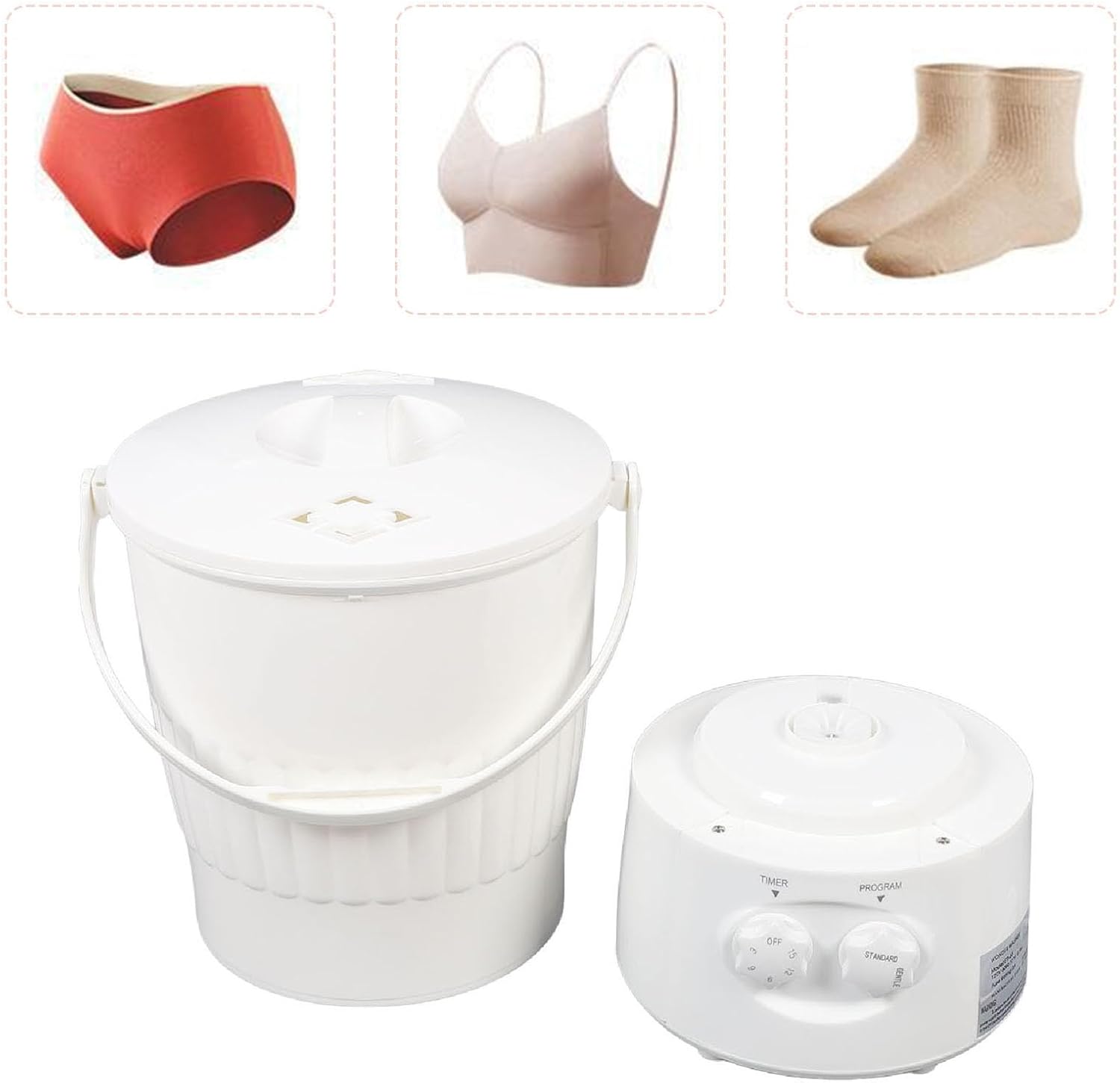 Portable Washing Machine 10L, Mini Washer for Small Clothing, Small Rotational Washing Machine - 2 Waterflow Modes, Silent Design, 15min Timing (US Plug 110V)