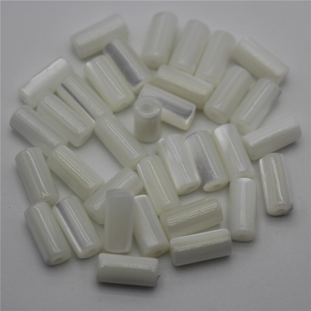 Natural Shell Beads White Mop Straight Tubular Loose Spacer Bead for Jewelry Making DIY Necklace Earring 4X8mm 1000 Pieces