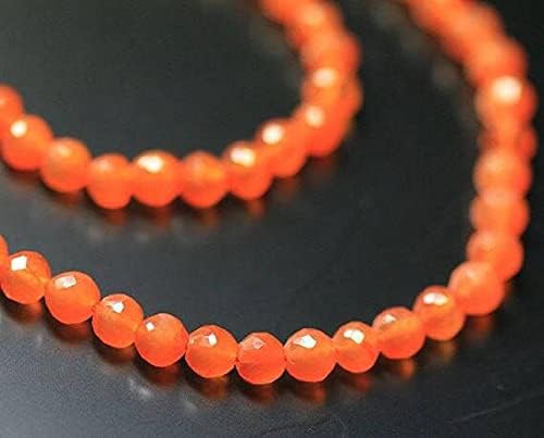 BEADS GEMSTONE Fanta Orange Carnelian Faceted Round Ball Gemstone Loose Craft Beads Strand 13 Inch Long 5mm Code-HIGH-21333