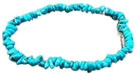 Memorial Gift 4-5mm Stretchable Blue Turquoise Bracelet Chips, Smooth 7