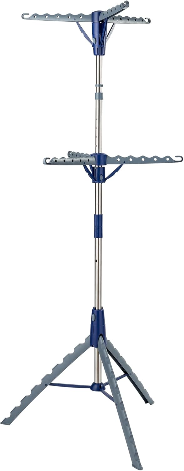 Honey-Can-Do 2-Tier Collapsible Tripod Drying Rack – Space-Saving Foldable Clothes & Laundry Rack, Portable Indoor/Outdoor Stand for Shirts, Towels & Garments