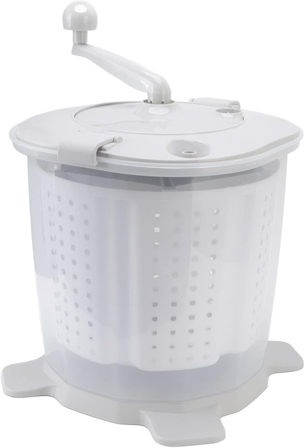 Manual Washing Machine Portable Hand Crank Washer for Small Spaces Compact Non Electric Laundry Solution for Dorm Apartment Camping Travel Lightweight and Easy to Use in Nordic Grey