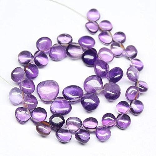 Purple Amethyst Smooth Polished Heart Drop Gemstone Loose Craft Beads Strand 8 Inch Long 10mm 6mm Code-HIGH-1731
