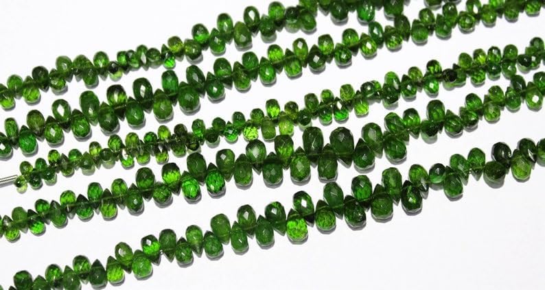 8 inch Strand of Natural Chrome Tourmaline 5-9 mm Drop Faceted briolette Beads for DIY Jewelry Making. |BRIO_02176