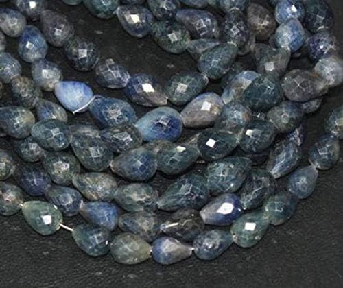 1 Strand Blue Sapphire Tear Drop Faceted 8'' Long Strand Gemstone Beads, Jewelry Supplies for Jewelry Making, Bulk Beads, for Meditation Jewellery for Reiki Healing Mystic Gemstone 10mm to 7mm