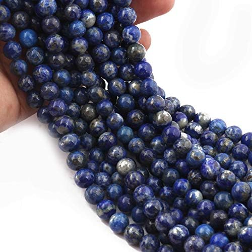 GEMZ 13 inch Strand of Natural Lapis Lazuli Round Shape Faceted Cut Blue Color Beads for DIY Jewelry Making- Earring Necklace Bracelet.