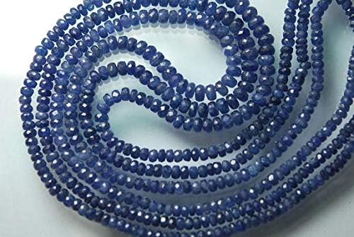 14 Inches Necklace, Super Wholesale Price, AAA Natural Burma Blue Sapphire Faceted Rondelles 5-3mm Code-HIGH-52353