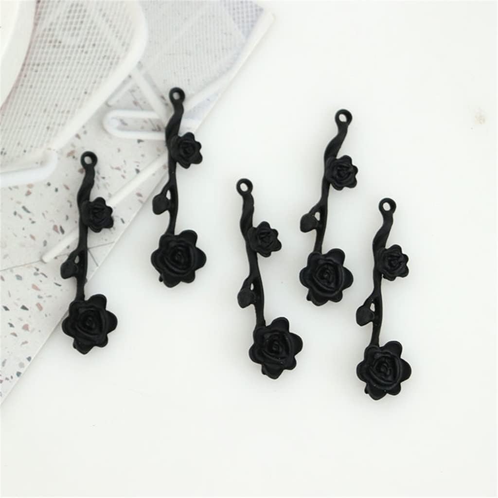 SIDUFHAOPKLL Black Flower Earrings Pendant Accessories Handmade DIY Material Temperament(E)