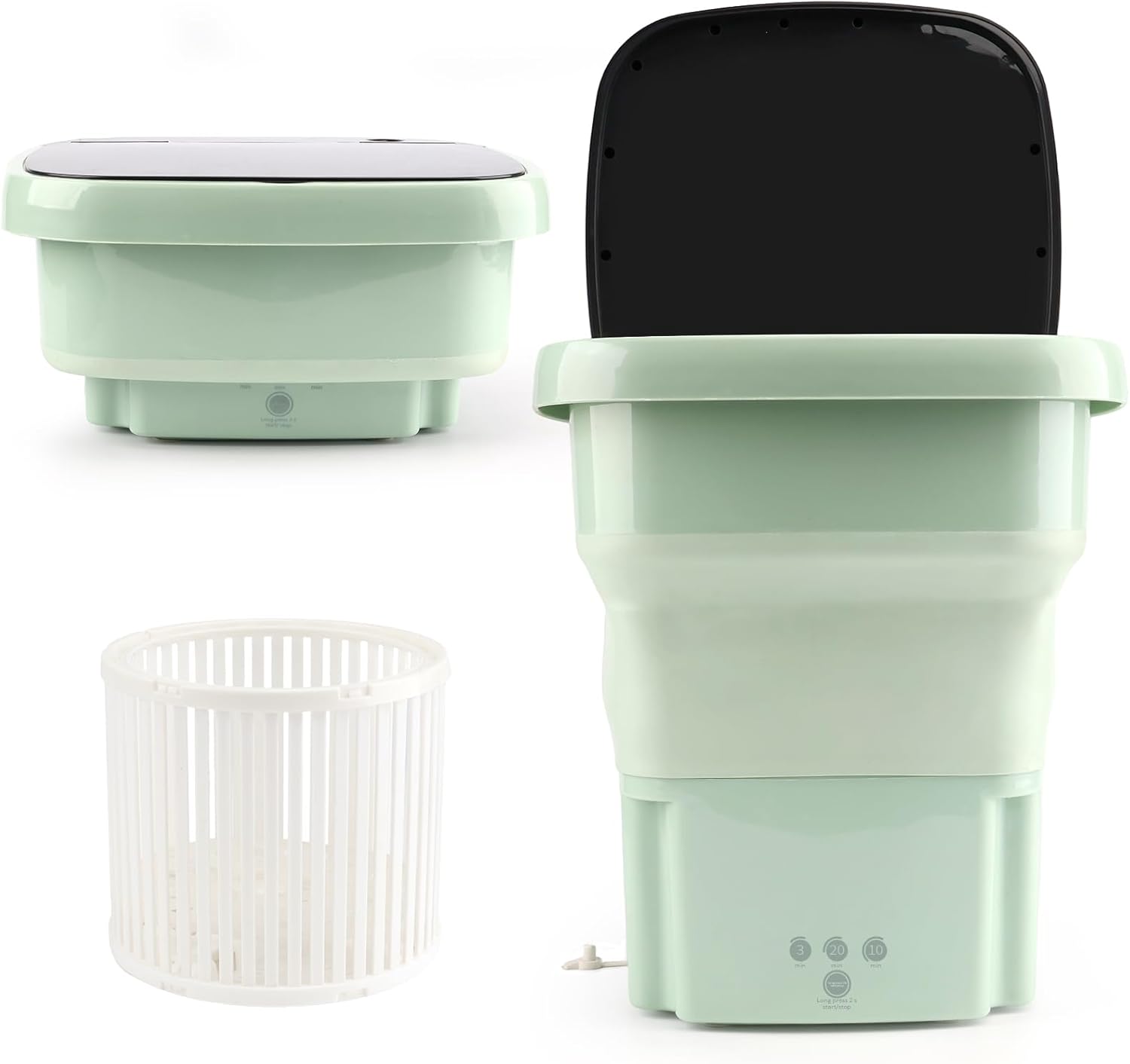 Portable Washing Machine, 15L Upgraded Large Capacity Foldable Mini Washer, Small Washing Machine for Apartments Travel Laundry Camping RV Dorm, Green