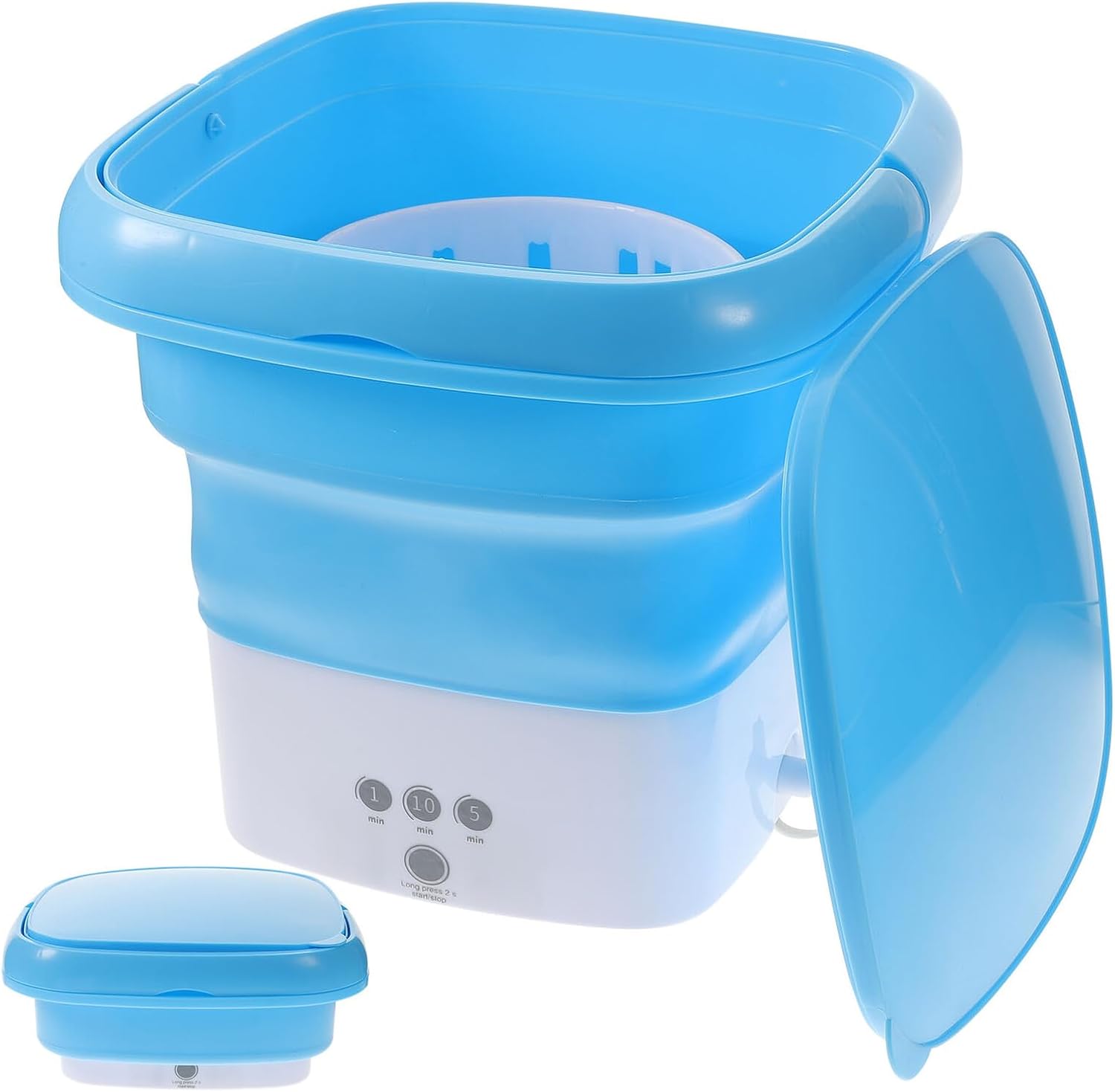 VILLCASE Portable Washing Machine Foldable Mini Washer with Touch Timer Non-slip Suction Base Detachable Drain Basket for Underwear Clothes Travel Camping Apartment