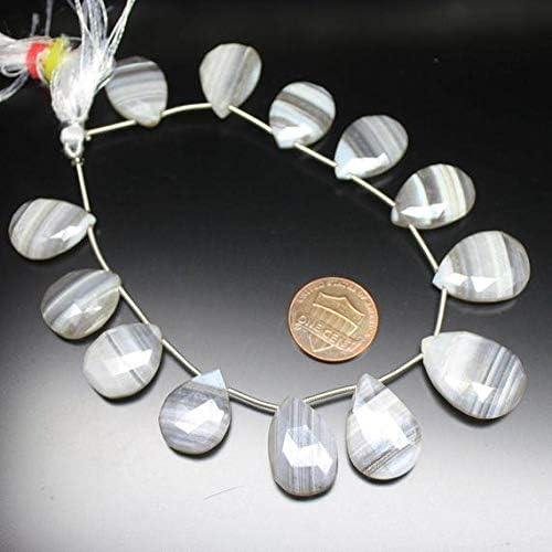 1 strand banded turk chalcedony pear drop faceted 8'' long strand gemstone beads, jewelry supplies for jewelry making, for meditation jewellery gemstone 16mm to 20mm