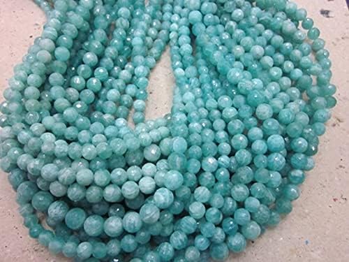 Amazonite Football or Balls Shape Faceted rondelle Beads, 7-8 mm 14 Inches Strand. Long