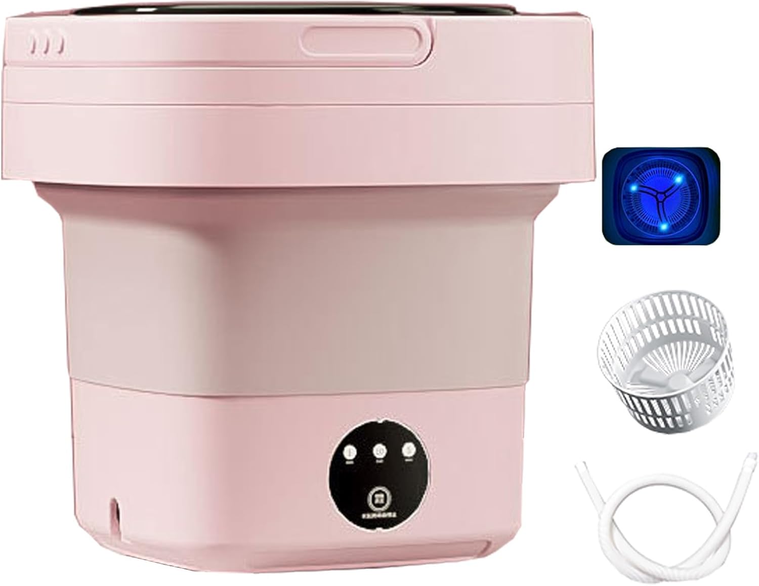 Portable Washing Machine, Foldable Mini Washing Machine, Touch Buttons, with Drainer Basket, Baby Washing Machine, for Camping, Rv, Travel, Small Spaces (Color : Pink, Size : 8L)