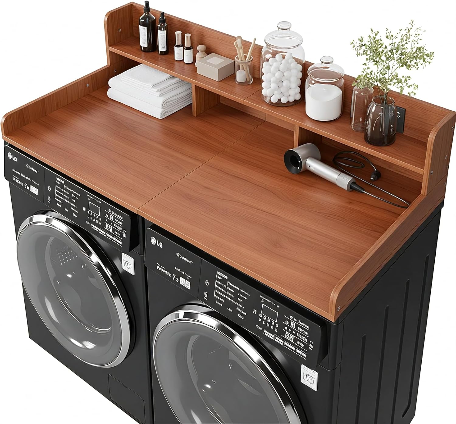 Washer Dryer Countertop with Shelf, 2-Tier Laundry Countertop Over Washer and Dryer, 54