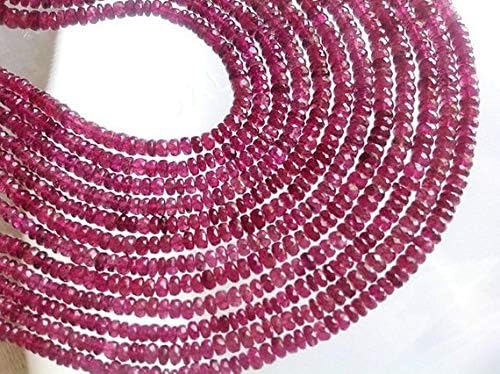 13 inch natural beads strand of 3-4mm faceted round pink tourmaline gemstone beads for DIY jewelry - necklace, bracelet, earring, ring.