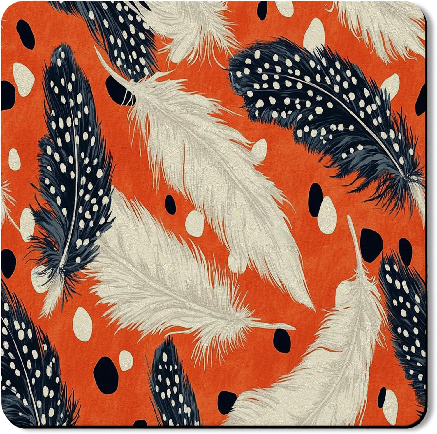 Feather Washer Dryer Top Protector Mat, Bohemian Modern Abstract Laundry Machine Dust Covers, Stylish Rubber Anti-slip Waterproof Washer And Dryer Mats for Laundry Room 24x24 Inch