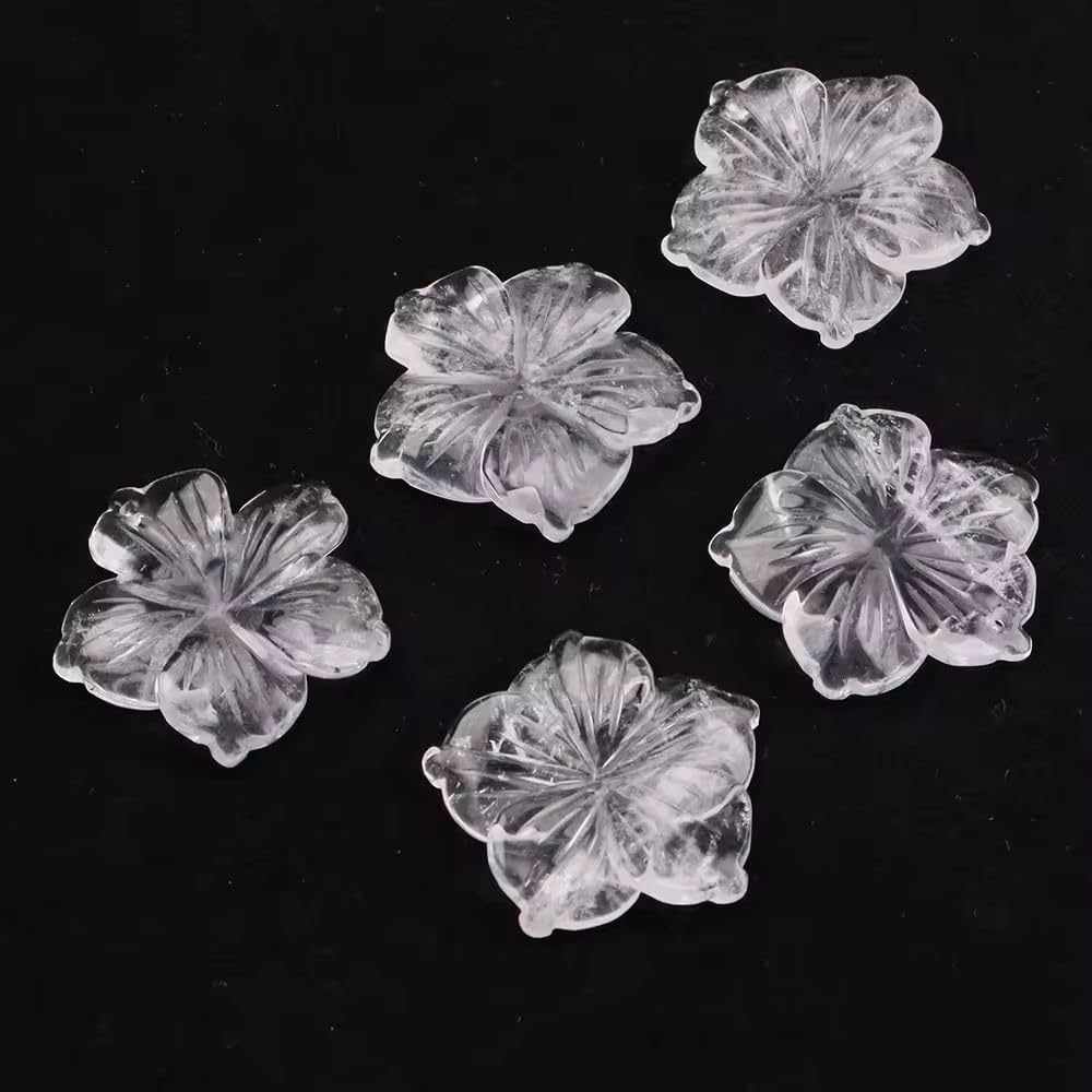 28mm Hand-Carved Peach Blossom Pendant | Natural Crystal Gemstone Bead | Feng Shui & Decorative Craft