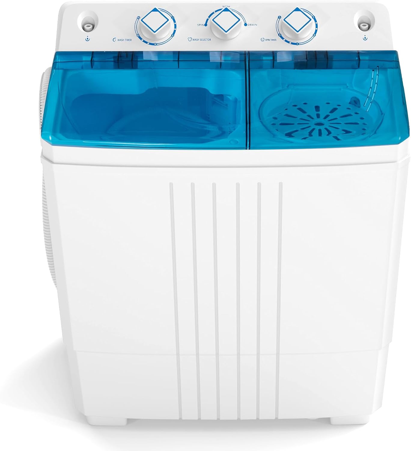 COSTWAY Portable Washing Machine, Twin Tub 20 Lbs Capacity, Laundry Washer 12 Lbs and Spinner 8 Lbs with Drain Pump, Timer Control, Perfect for Apartment Dorm RV, Blue