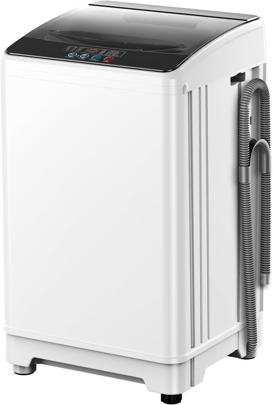 18lbs Portable Washing Machine, Full Automatic Washer and Dryer, 2.4 Cu Ft Compact with Drain Pump, 10 Wash Programs & 8 Water Levels, Ideal for Apartment, RV, Home Use, White