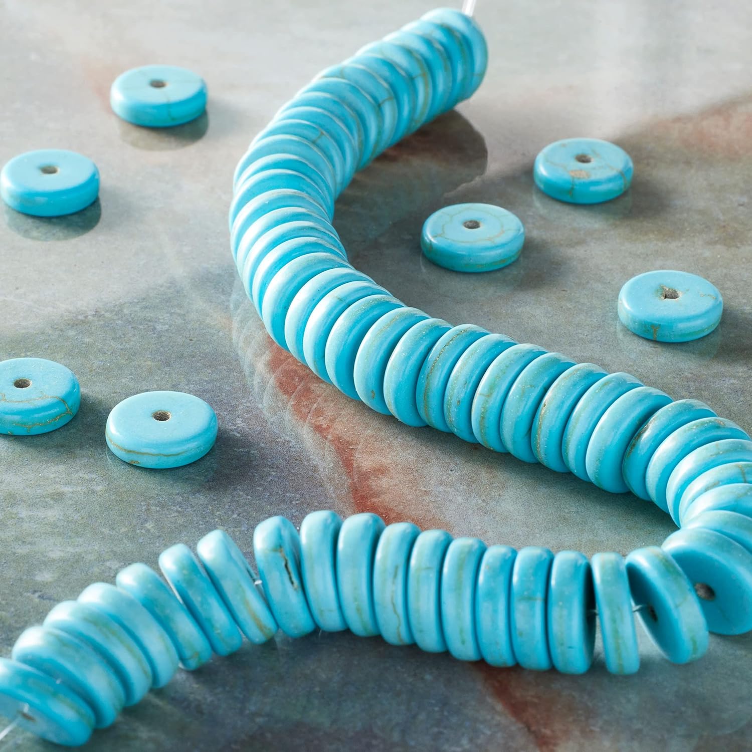 Bead Landing Turquoise Reconstituted Howlite Heishi Beads, 10mm, 12 Pack