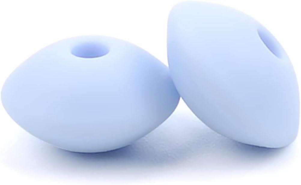 Silicone Beads 12mm 200 Pc for Keychain Making Colorful Shaped Loose Spacer Beads with Large Hole, Abacus Lentil Silicone Beads Bulk for Jewelry Making DIY Necklaces Bracelets Crafts (Pastel Blue)