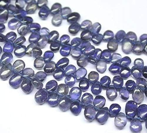 1 Strand Iolite Blue Sapphire pear Drop Smooth 14'' Long Strand Gemstone Beads, Jewelry Supplies for Jewelry Making, Bulk Beads, for Meditation Jewellery Gemstone 6mm to 9mm