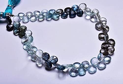 8 inch Strand of Natural Aquamarine 6.5-7mm pear Faceted briolette Beads for DIY Jewelry Making. |BRIO_00661