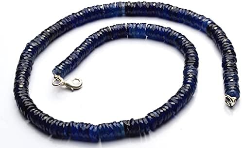 Beads Gemstone 1 Strand Natural Blue Sapphire 7MM Micro Faceted Heishi Beads 16 Inch Long Long Code-HIGH-11571