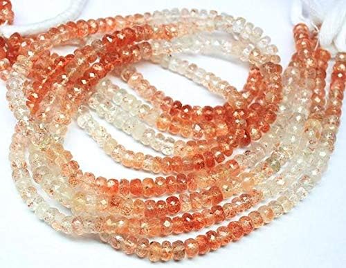 1 strand sunstone rondelle faceted 14'' long strand gemstone beads, jewelry supplies for jewelry making, bulk beads, for meditation jewellery gemstone size 6mm
