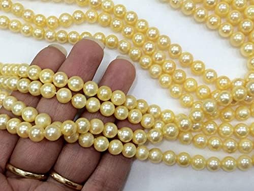 BEADS GEMSTONE 1 Strand Natural Pearls, Original South Sea Pearls Non Treated Smooth Round Balls, 7-8mm, 18 Inch Code-HIGH-16590