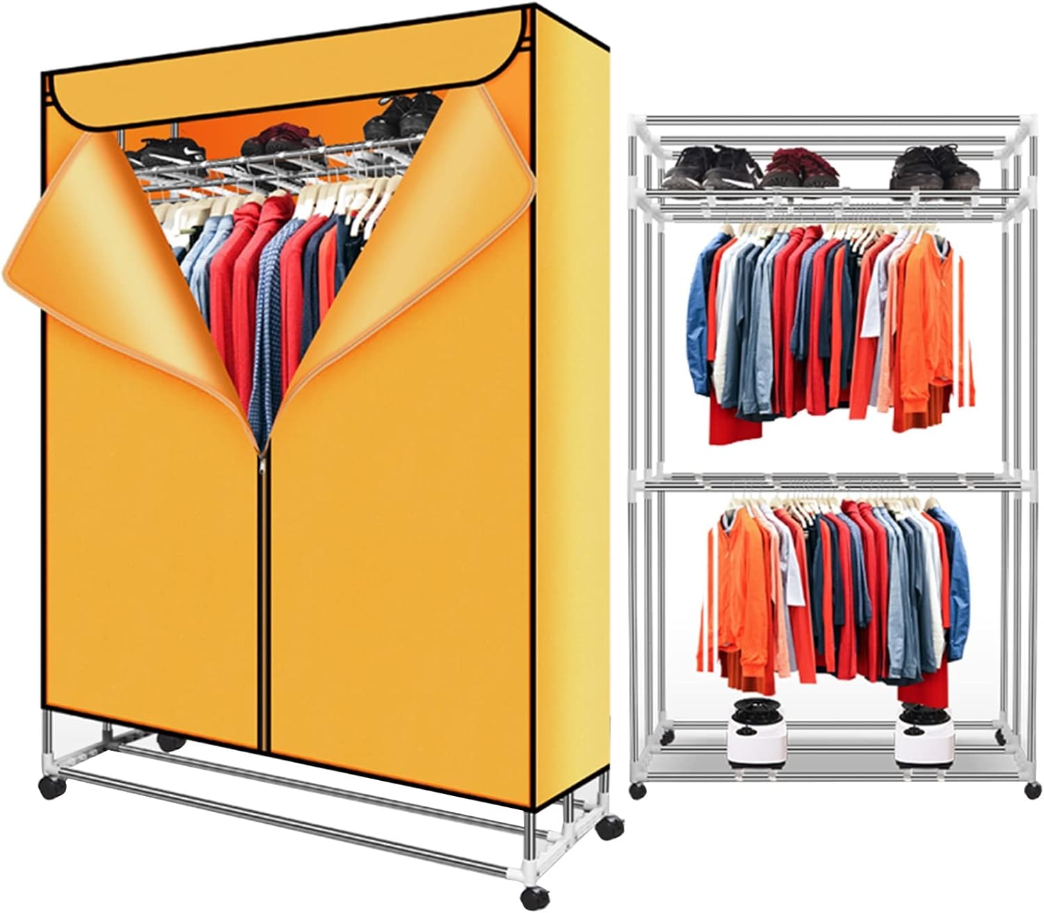 Electric Clothes Dryer, Portable 3-Tier 1200w Stainless Steel Electric Clothes Drying Rack Foldable 166cm, 40kg Large Capacity for Home Household Cloth Drying The New