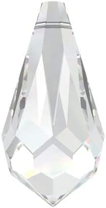 144 Pieces 5.5x11mm Preciosa Czech Crystal Drop Pendant Faceted Drop Clear Beads, Argent Flare