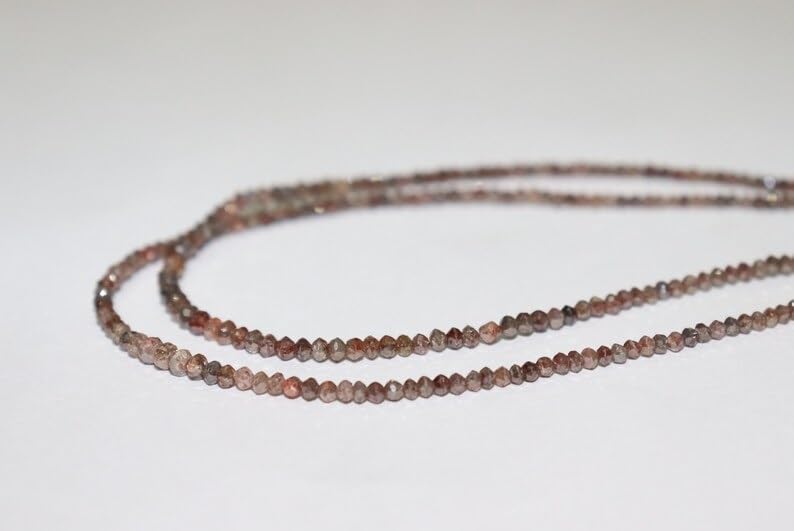 Natural Brown Diamond Faceted Rondelle Beads 1.8-2.2 mm Brown Diamond Faceted Bead Diamond Faceted Beads for Making Jewelry