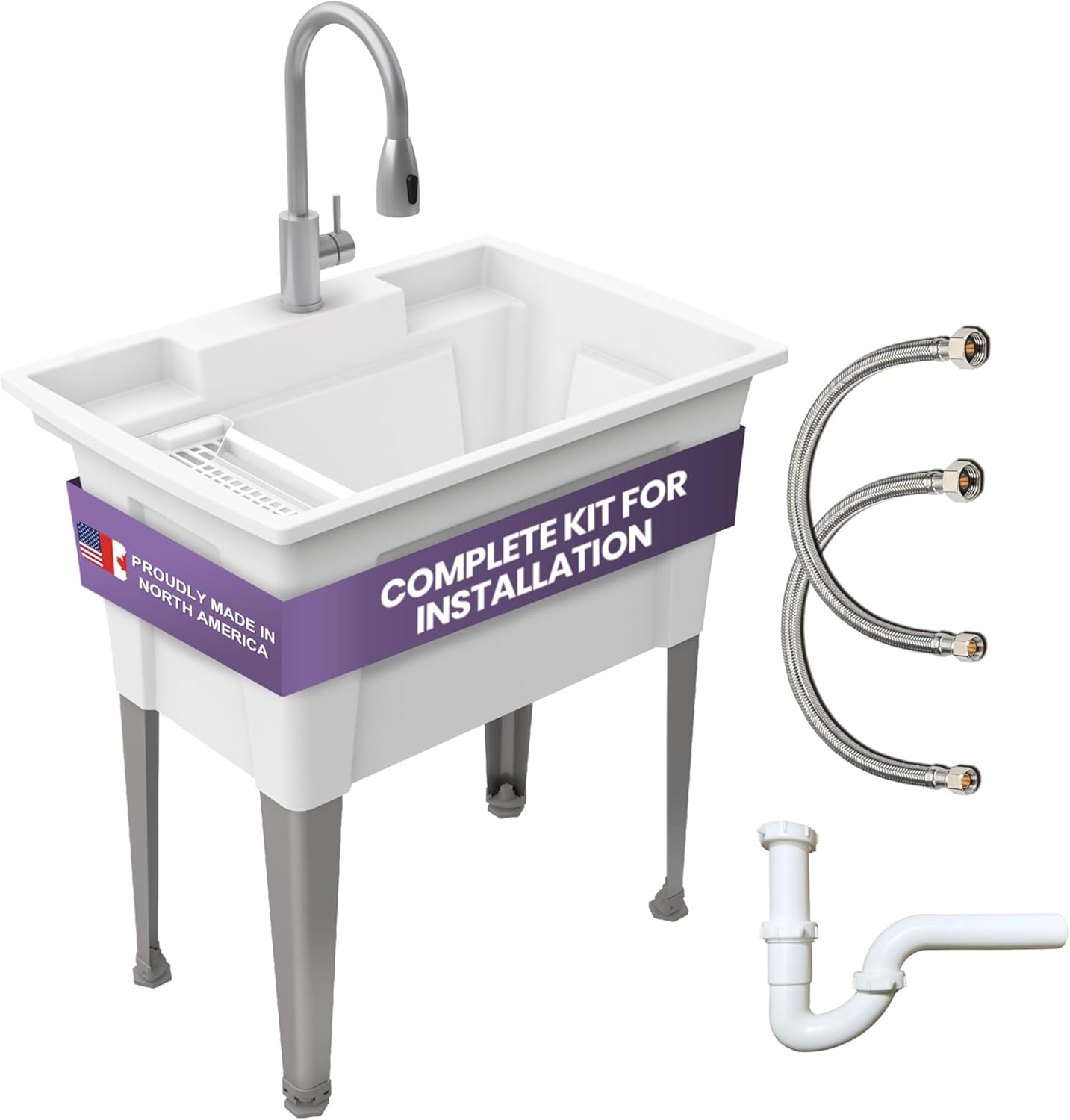 Freestanding Utility Sink with Gooseneck Faucet - 32