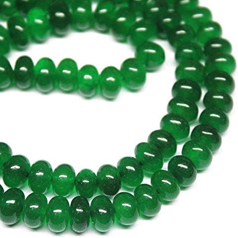 Natural Emerald Green Jade Smooth Gemstone Rondelle Gemstone Loose Craft Beads Strand 18 Inch Long 5mm 8mm Code-HIGH-820