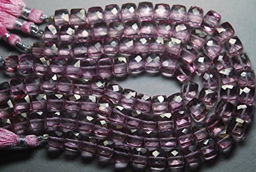 13 inch natural beads strand of 6-8mm faceted box mystic pink quartz gemstone briolletes beads for DIY jewelry - necklace, bracelet, earring, ring.