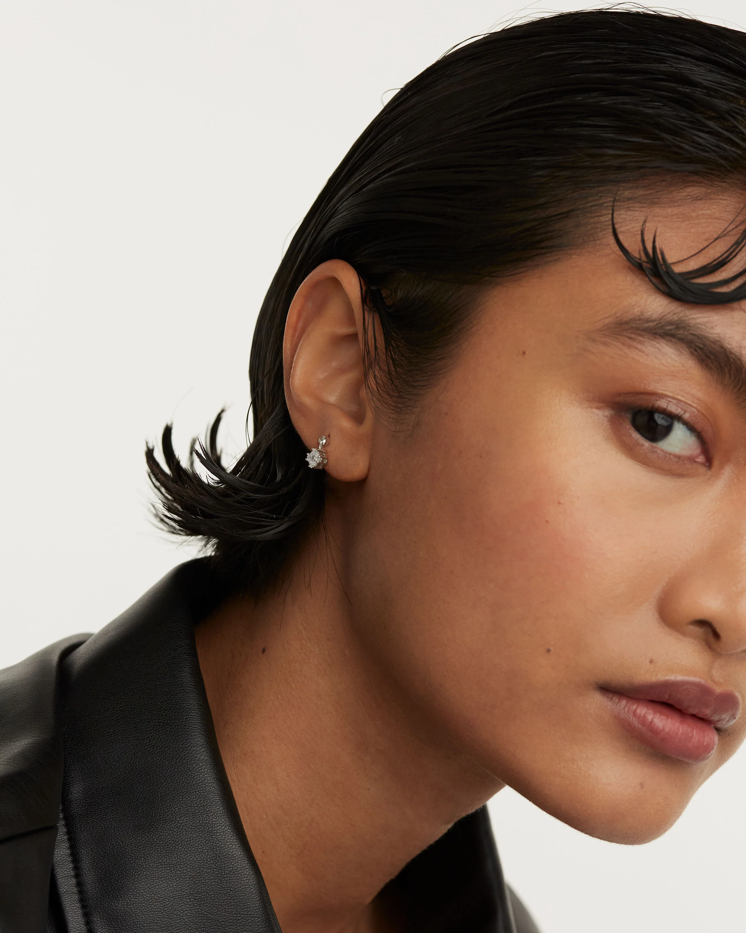 Ema Single Silver Earring