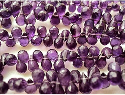 Amethyst Briolette, African Amethyst, Faceted Tear Drop Beads, 4x6mm Approx, 10 inch Strand