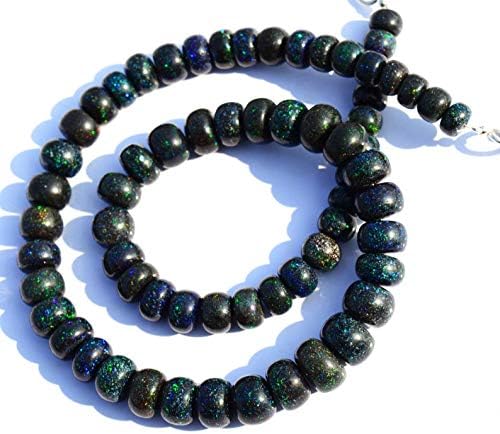 Very Rare Natural Gem Australian Matrix Black Opal Big 7 to 11MM Size Smooth Rondelle Beads 16 Inch Full Strand Finished Necklace Rare Gem