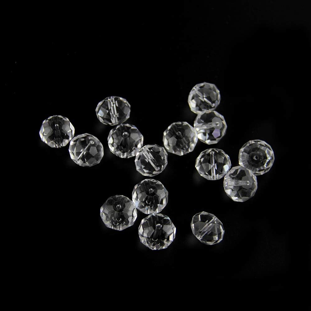 8-12mm 700pcs Rondelle Flat Bead Faceted Crystal Glass Beads - (Color: clear/Size: 12mm)